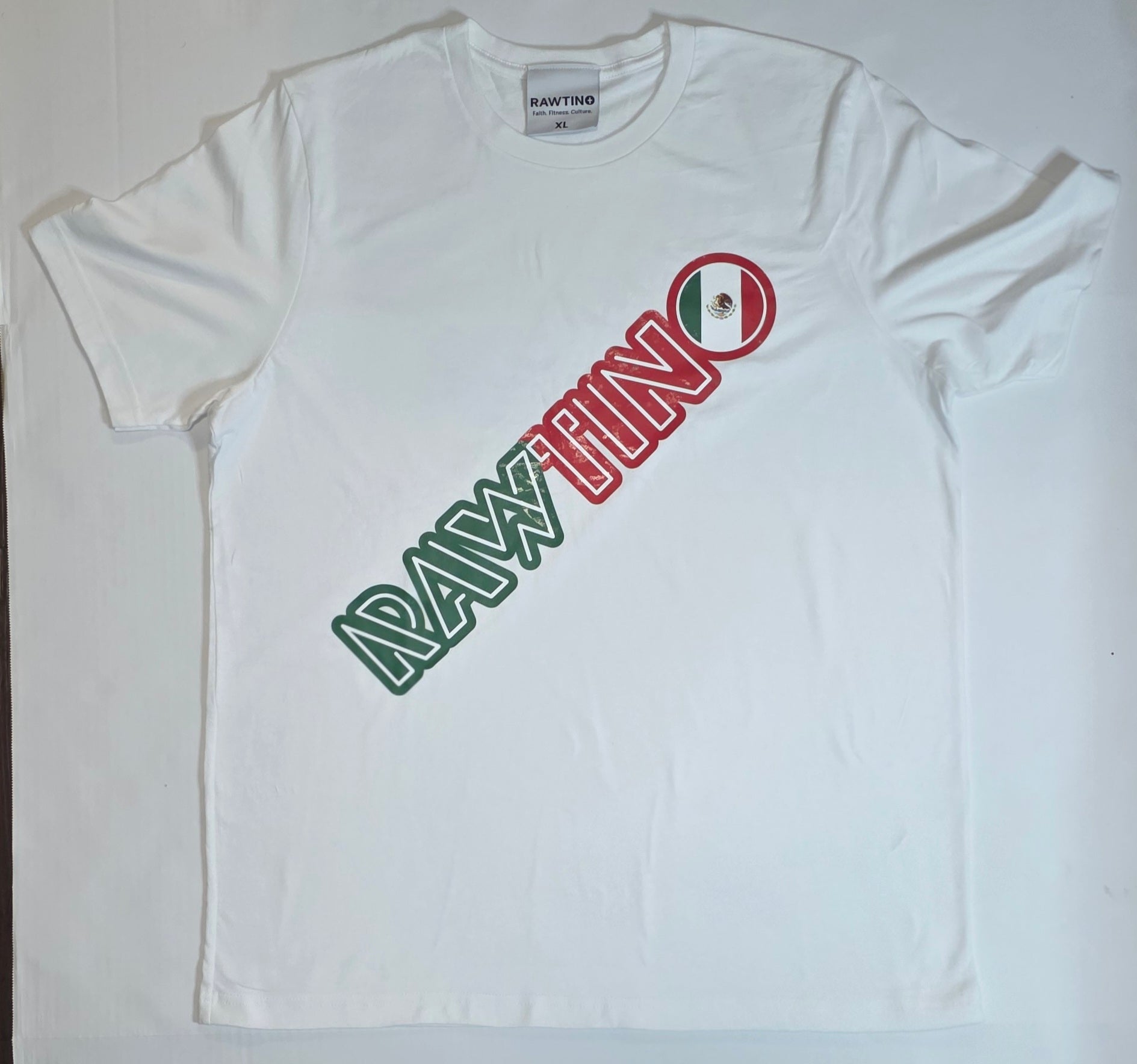 RAWTINO MEXICO MEXICAN WHITE SHIRT WITH MULTICOLORED FONT